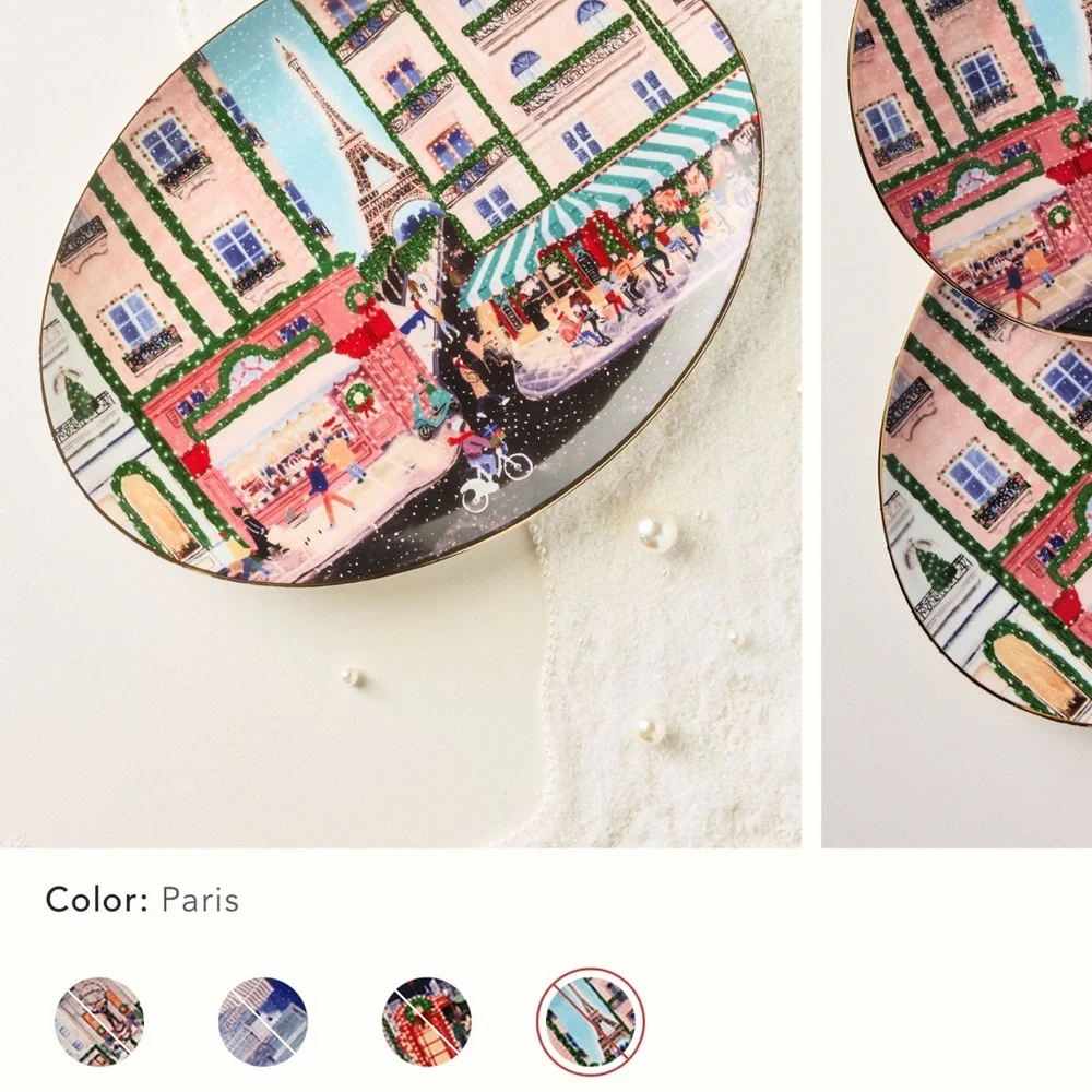 Paris Holiday in the City Stoneware Platter by Anthropologie - Picture 5 of 6